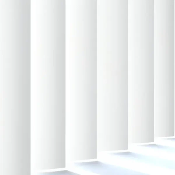Close-up view of white Custom Vertical Blinds.